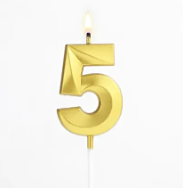 Golden number 5 candle